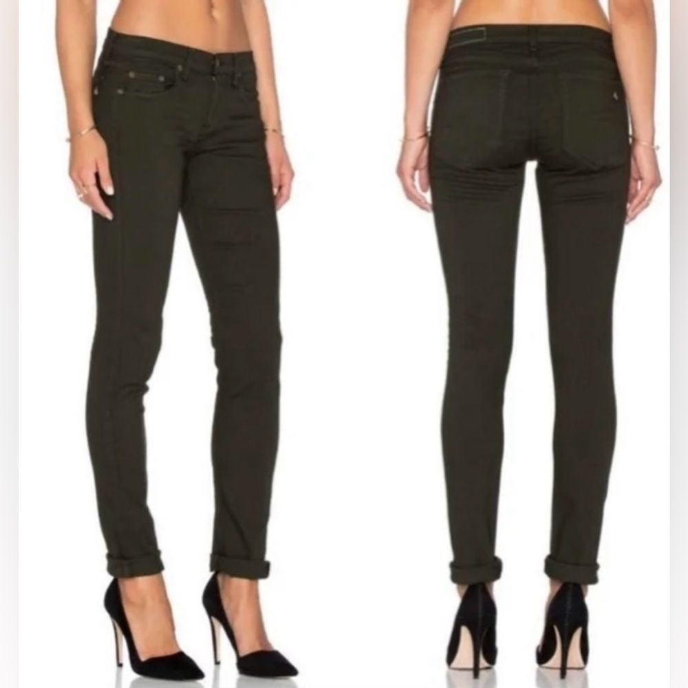 Rag & Bone The Dre Slim Boyfriend Low Rise Jeans In Aged Dark Olive Size 28